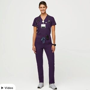 Figs High Waisted Yola Skinny Scrub Pants - Small - color: Purple Jam